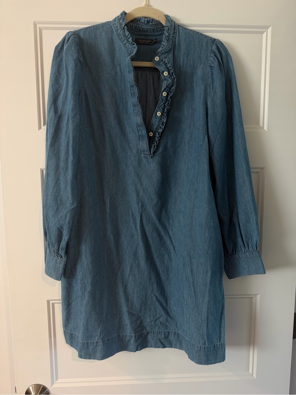 Vineyard Vines Women's Chambray Ruffle Popover Top - Blue
